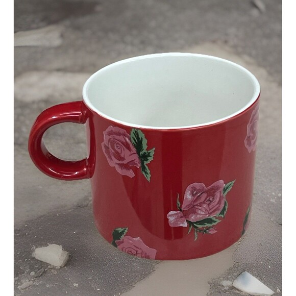 You Are Beautiful 16oz Stoneware Coffee Mug Red Roses Threshold Plant Lover Gift - Picture 5 of 10